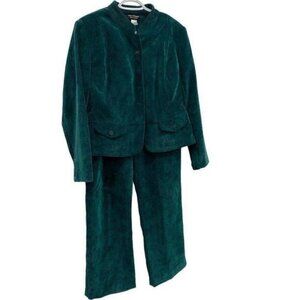 Soft Works Petites Womens Vintage Green Corduroy Suit Size 10​​​​